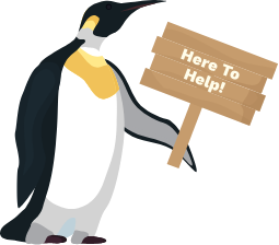 Penguin holding sign